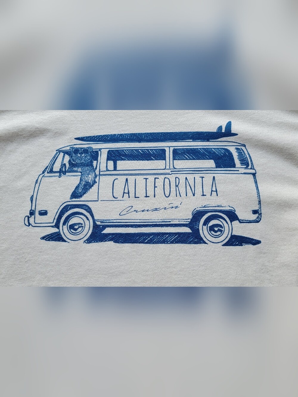 California Surf Van Graphic Tee - Cream with Navy Print - Picture 5 of 5